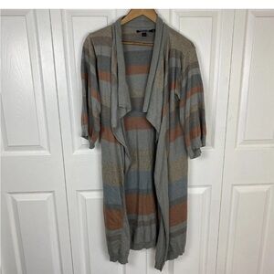 Peruvian Connection Size S 100% Pima Cotton Sweater Cardigan Stripe Duster EUC